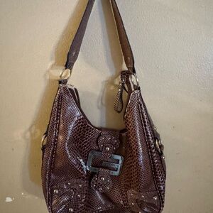 Guess Brown Textured Shoulder Bag